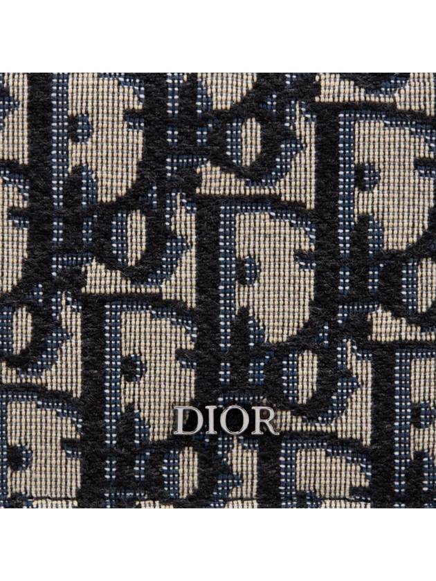 Oblique Jacquard Zipper Card Wallet Black Beige - DIOR - BALAAN 5