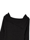 Off shoulder slim ribbed knit Black - THE GREEN LAB - BALAAN 2