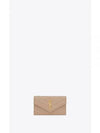 Cassandre Matelasse Fragment Emboss Leather Flap Card Wallet Dark Beige - SAINT LAURENT - BALAAN 2