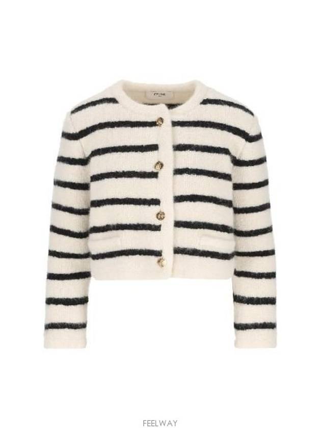 Stripe Cropped Cardigan Black Ecru - CELINE - BALAAN 2