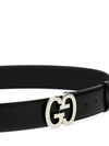 GG Buckle Wide Leather Belt Black - GUCCI - BALAAN 4