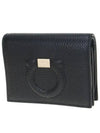 Gancini Logo Half Wallet Black - SALVATORE FERRAGAMO - BALAAN 3