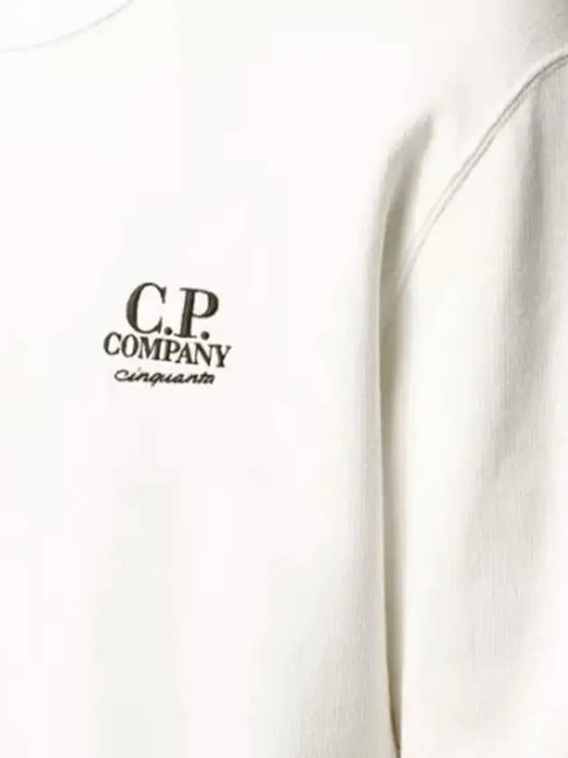 Men's Embroidered Logo Brushed Sweatshirt White - CP COMPANY - BALAAN 5