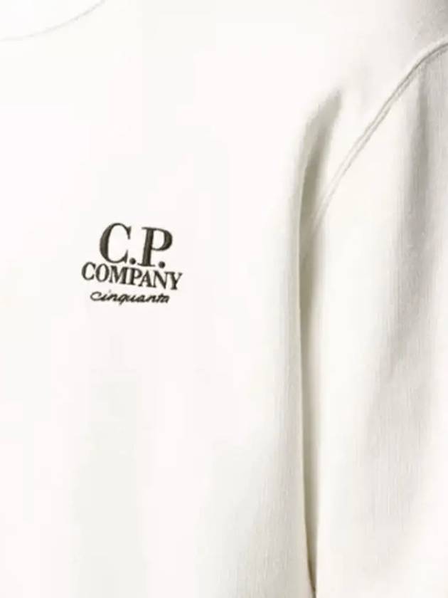 Men's Logo Embroidered Brushed Sweatshirt White - CP COMPANY - BALAAN 5
