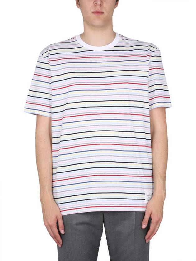 Men's Striped Midweight Jersey Short Sleeve T-Shirt White - THOM BROWNE - BALAAN 2