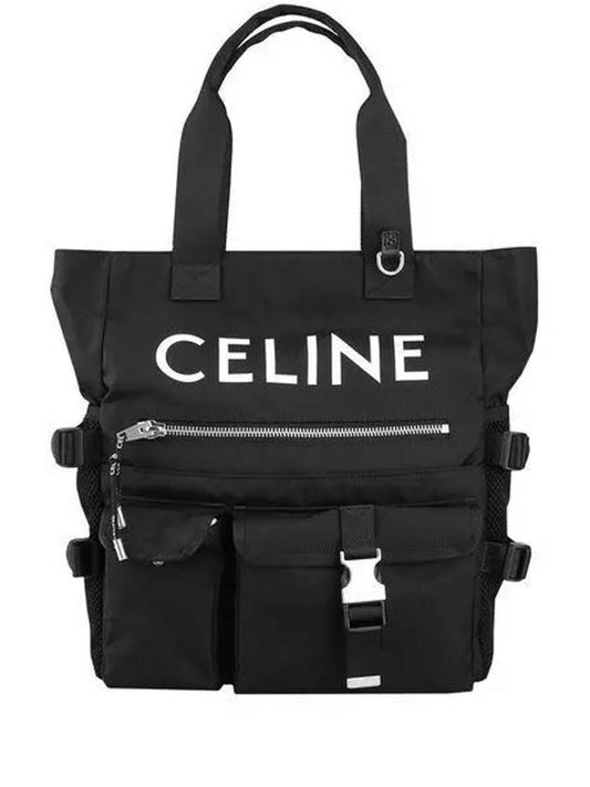 Nylon Logo Print Tote Bag Black - CELINE - BALAAN 2