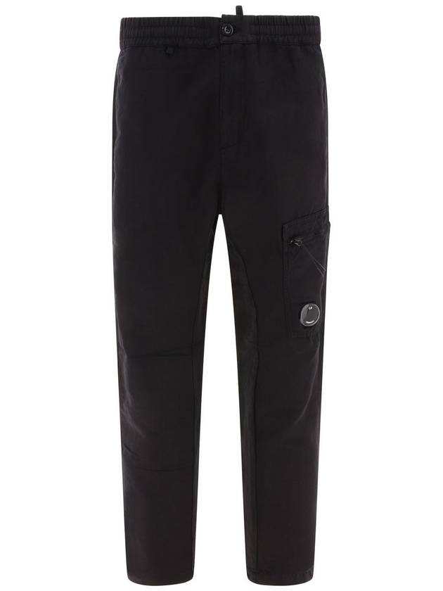 Linen Blend Cargo Straight Pants Black - CP COMPANY - BALAAN 2