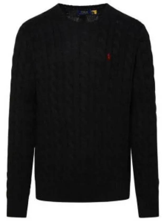 Embroidery Logo Cable Knit Top Black - POLO RALPH LAUREN - BALAAN 2