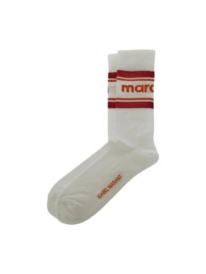 Dona Logo Print Socks White Orange - ISABEL MARANT - BALAAN 2