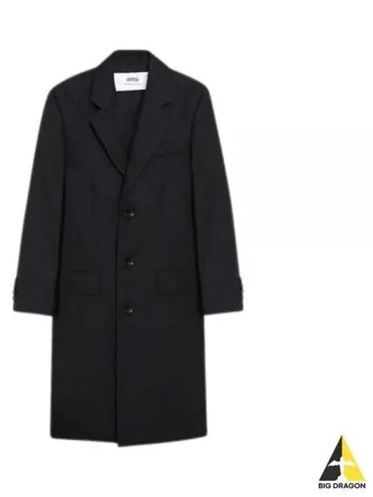 Men's Virgin Wool Single Coat Black - AMI - BALAAN 2