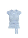 Cotton Lace Short Sleeve Cardigan Powder Blue - GANNI - BALAAN 2