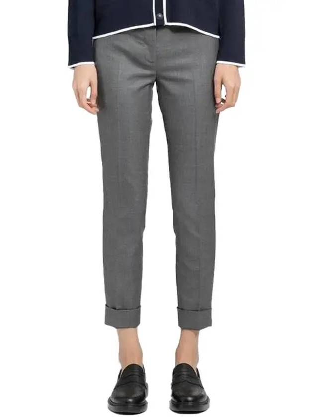 Cropped Tailored Twill Wool Skinny Straight Pants Grey - THOM BROWNE - BALAAN 3