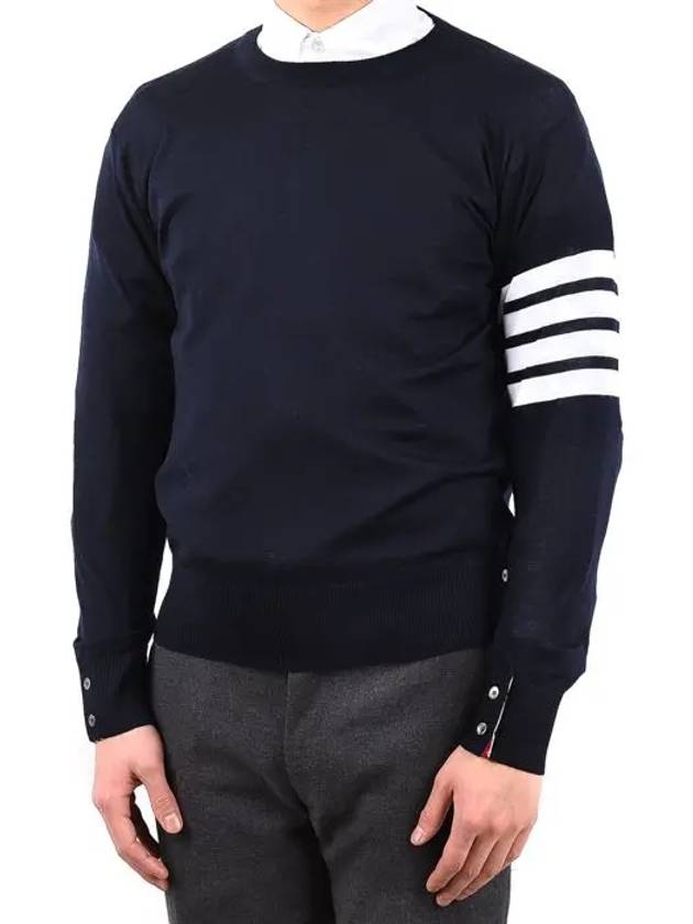 4 Bar Armband Classic Merino Wool Knit Top Navy - THOM BROWNE - BALAAN 3