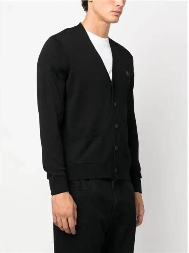 Bold Fox Head Patch V Neck Wool Cardigan Black - MAISON KITSUNE - BALAAN 5