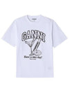 Women's Cocktail Print Relaxed Fit Short Sleeve T-Shirt White - GANNI - BALAAN 2