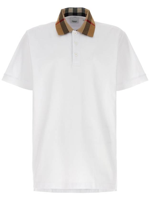 Men's Check Collar Cotton Polo Shirt White - BURBERRY - BALAAN 2