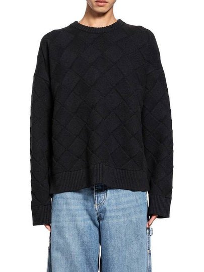 Intrecciato Crew Neck Knit Top Navy - BOTTEGA VENETA - BALAAN 2