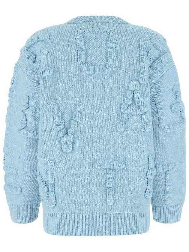 Alphabet Raised Pattern Wool Knit Top Blue - BOTTEGA VENETA - BALAAN 3