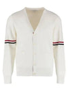 Milano Stitch Sprite Armband Cotton V-neck Cardigan White - THOM BROWNE - BALAAN 2