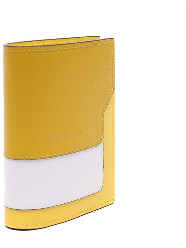 Saffiano Leather Color Block Half Wallet Yellow - MARNI - BALAAN 4