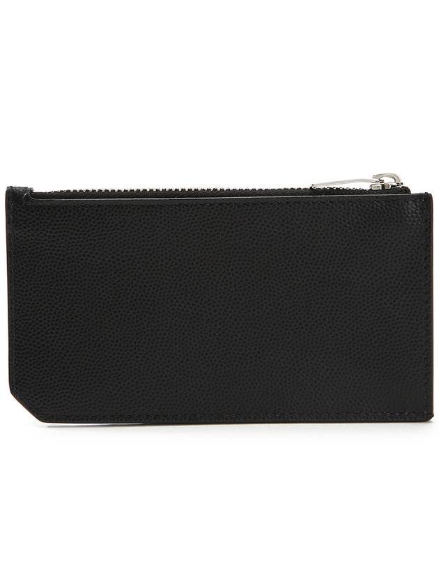 Leather Zipper Classic Fragment Card Wallet Black - SAINT LAURENT - BALAAN 3