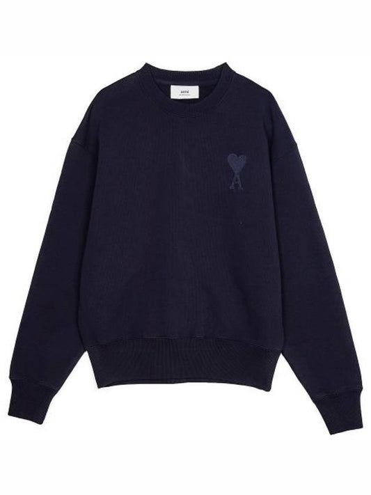 Big Heart Logo Sweatshirt Navy - AMI - BALAAN.