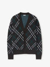 Check V-Neck Wool Mohair Blend Cardigan Snug - BURBERRY - BALAAN 2