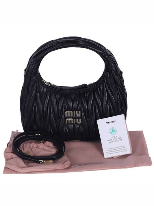 Wander Materasse Nappa Leather Mini Hobo Tote Bag Black - MIU MIU - BALAAN 2