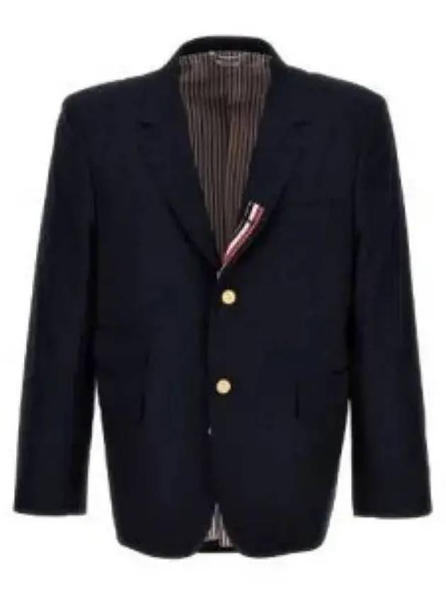 Typewriter Cloth Grosgrain Placket Sport Jacket Navy - THOM BROWNE - BALAAN 2