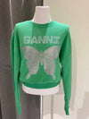 Butterfly Logo Print Organic Cotton Sweatshirt Kelly Green - GANNI - BALAAN 2