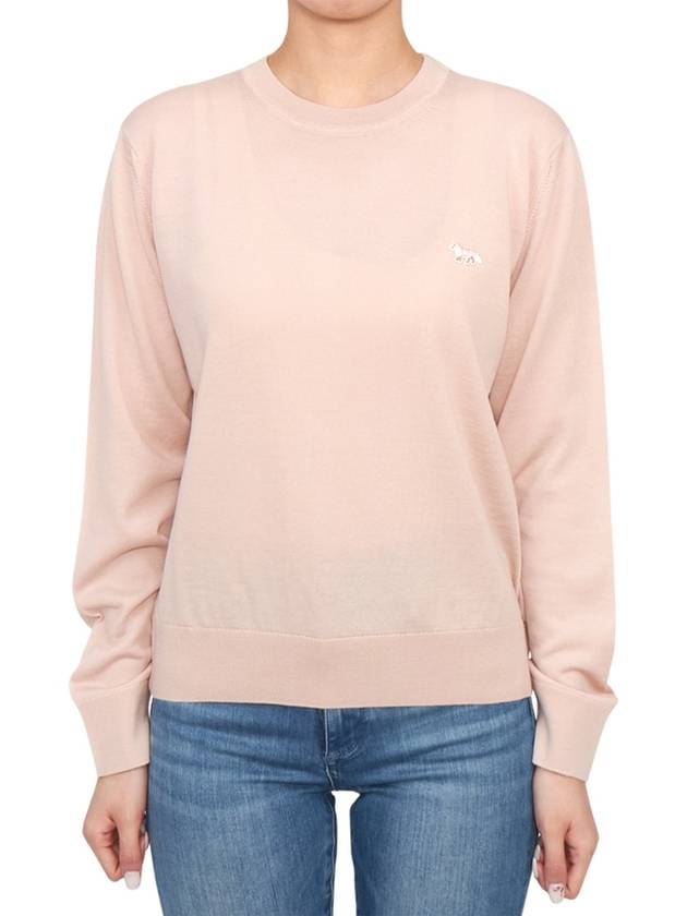 Women's Baby Fox Patch Regular Knit Top Pink - MAISON KITSUNE - BALAAN 2