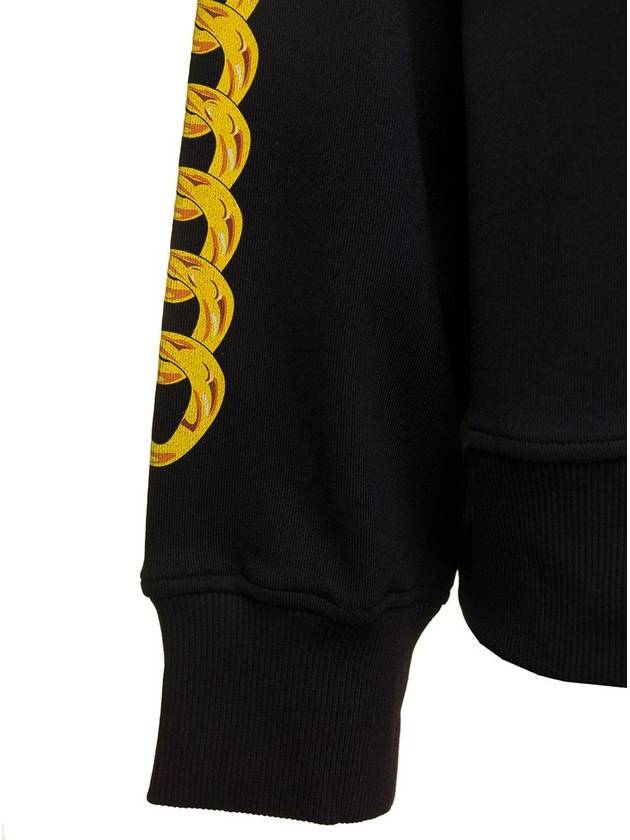 Hoodie With Printed Logo And Chain Motif In Black Cotton Man - VERSACE - BALAAN 3