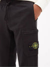 Wappen Patch Cotton Fleece Track Pants Black - STONE ISLAND - BALAAN 5