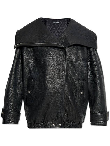 Dolce & Gabbana Leather Jacket, Women's, Black - DOLCE&GABBANA - BALAAN 1