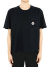 Moncler Women s Logo Patch Pocket Short Sleeve Black Navy 8C00022 89AI9 778 - MONCLER - BALAAN 1