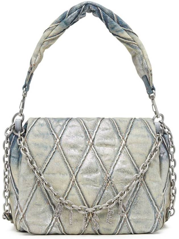 Diesel Charm-D M-Shoulder Bag In Metallic Quilted Denim - DIESEL - BALAAN 1