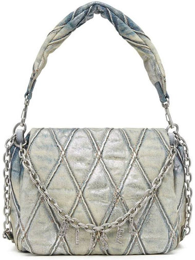 Diesel Charm-D M-Shoulder Bag In Metallic Quilted Denim - DIESEL - BALAAN 1