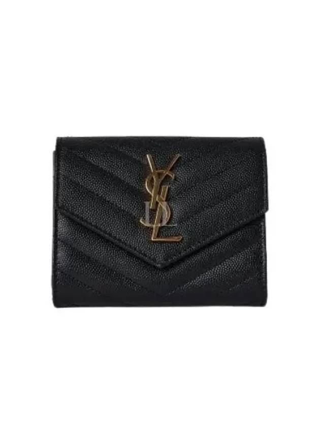 Matelasse Monogram Quilting Flap Half Wallet Black - SAINT LAURENT - BALAAN 2