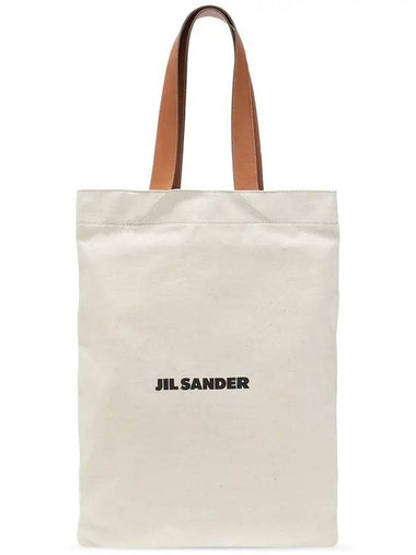 Logo Canvas Cotton Tote Bag Ivory - JIL SANDER - BALAAN 1