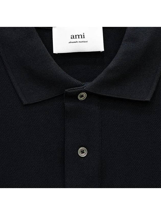 Heart Logo Polo Shirt Black - AMI - BALAAN 4