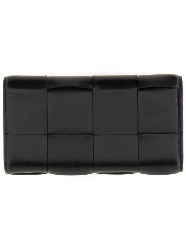 Cassette Flap Leather Long Wallet Black - BOTTEGA VENETA - BALAAN 4