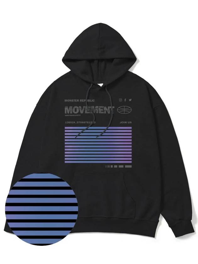 Social Stance Blue Overfit Hoodie Black - MONSTER REPUBLIC - BALAAN 1