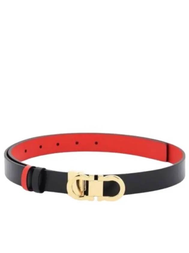 Reversible Gancini Leather Belt Black Flame Red - SALVATORE FERRAGAMO - BALAAN 2