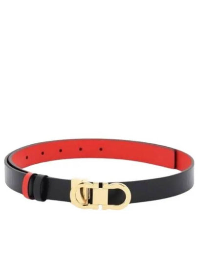 Reversible Gancini Leather Belt Black Flame Red - SALVATORE FERRAGAMO - BALAAN 2