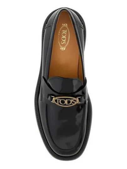 Metal Logo Leather Loafers Black - TOD'S - BALAAN 2