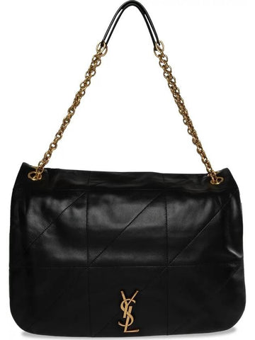 Jamie Logo Plaque Leather Shoulder Bag Black - SAINT LAURENT - BALAAN 1