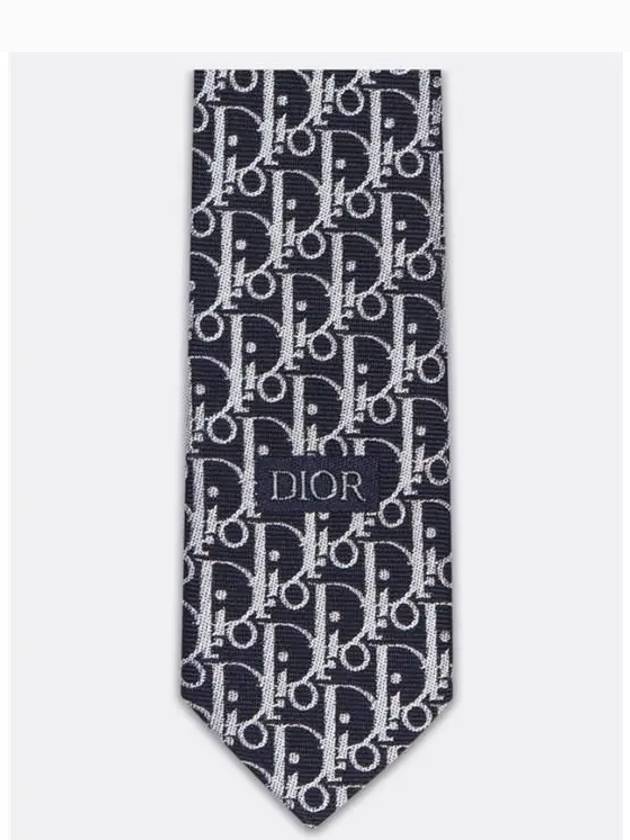 Oblique Striped Silk Tie Navy - DIOR - BALAAN 3