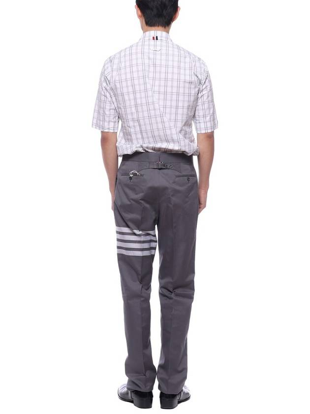 diagonal bar engineered cotton pants mid gray - THOM BROWNE - BALAAN.