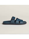 Chypre Men's Sandals Dark Green Calfskin - HERMES - BALAAN 3