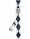 Argyle Pattern 4 Bar Silk Tie Navy - THOM BROWNE - BALAAN 3